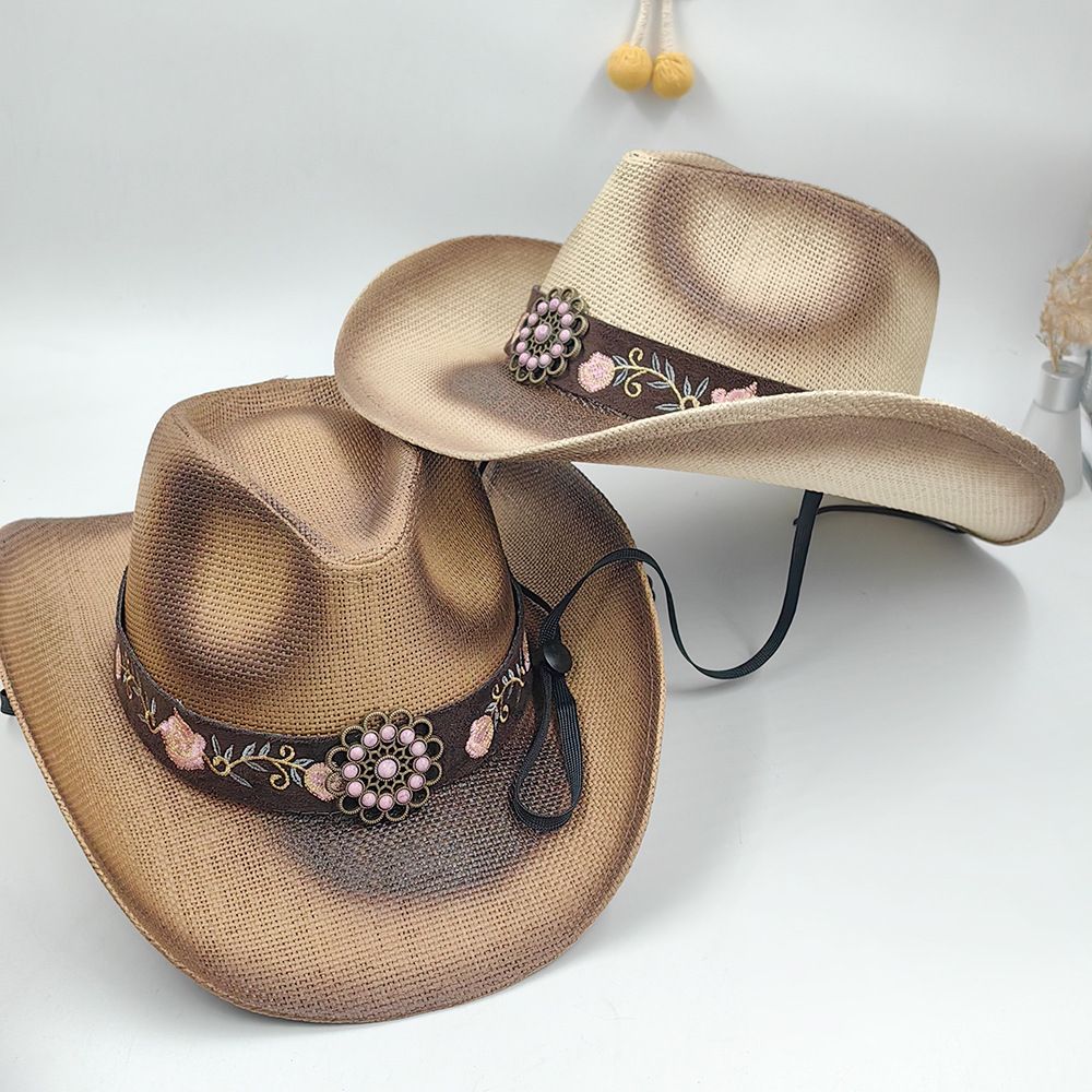 China Factory Straw Cowboy Hat Kanggo Wanita