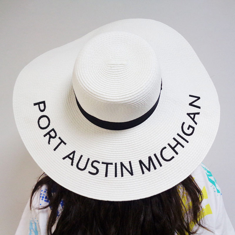 Custom Embroider Women White Floppy Beach Topi