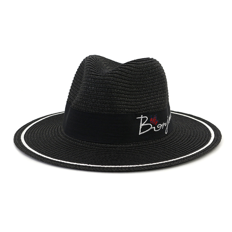 Kustom Logo Wanita Straw Fedora Hat