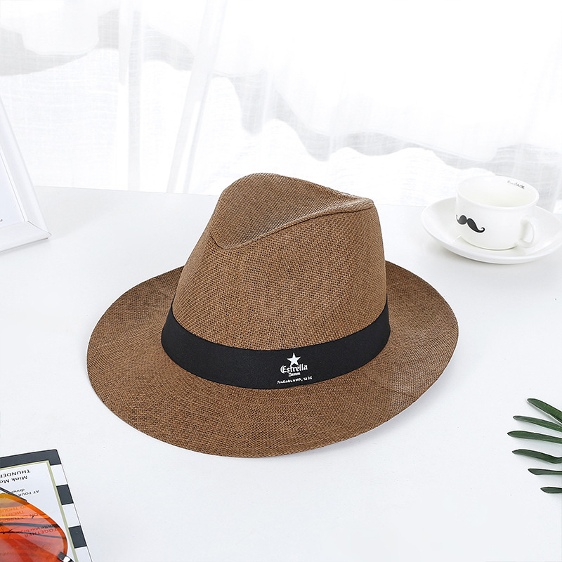 Custom Printed Logo Fedora Straw Hat kanggo Acara