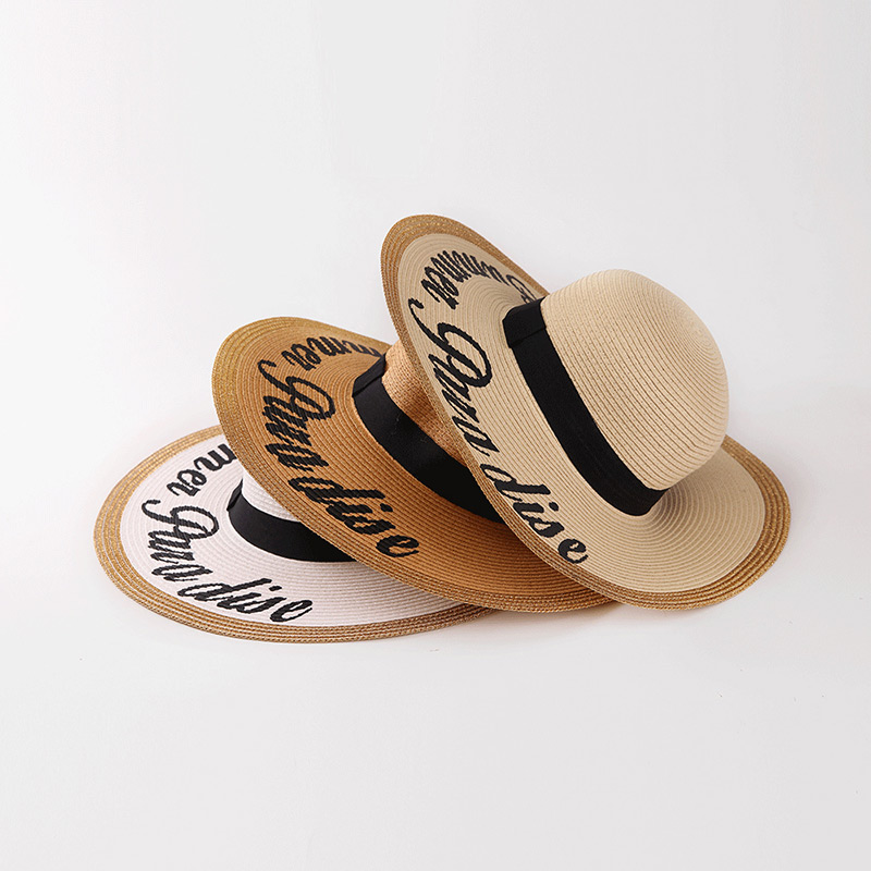 Custom Printed Logo Floppy Beach Straw Hat kanggo Event