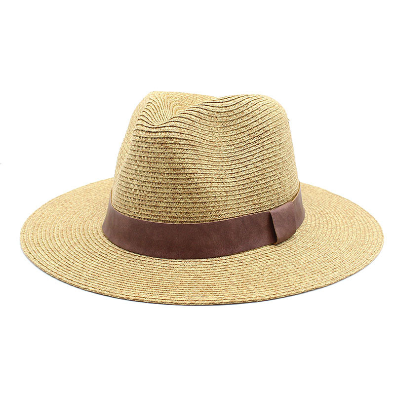 Pita Kustom Mens Musim Panas Wide Brim Fedora Straw Hat