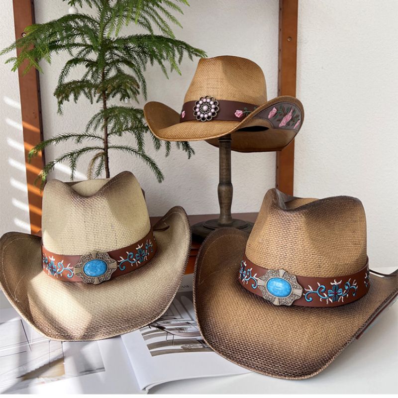 Topi Sun Straw Cowgirl Kualitas Tinggi