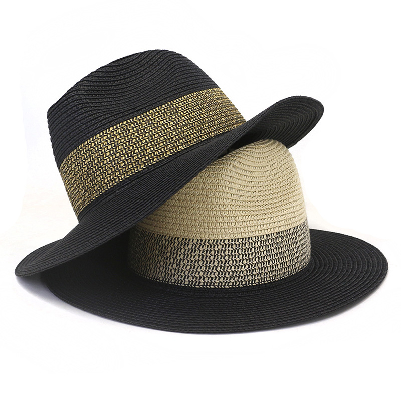 Mens Black Paper Straw Panama Topi Fedora