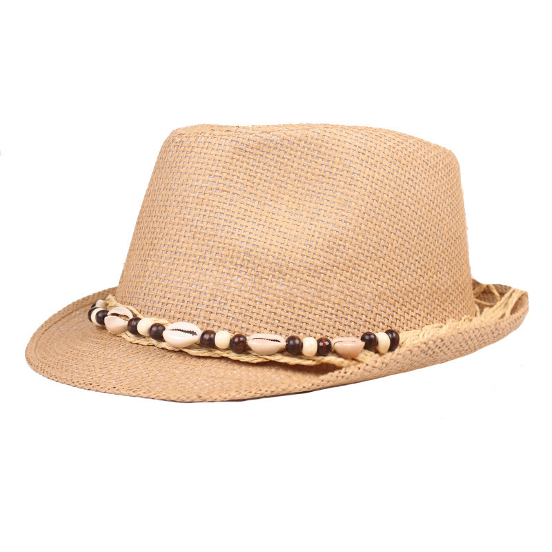 Mens Shell Pantai Sun Straw Trilby Topi