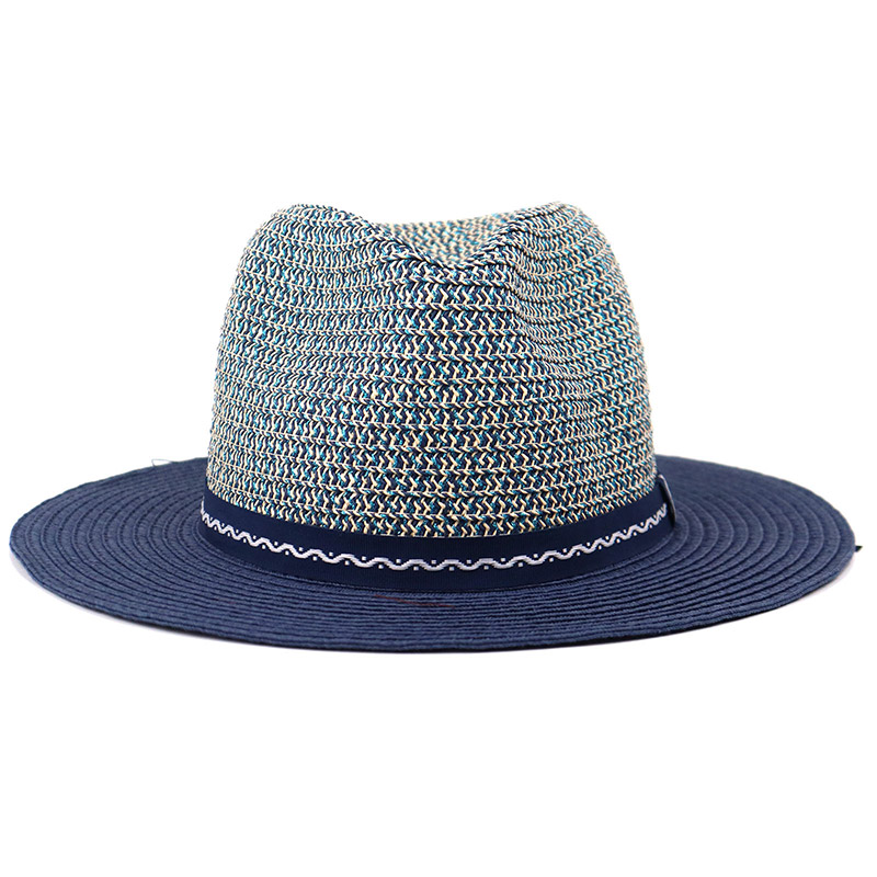 Topi Matahari Tenun Jerami Pria Navy Panam