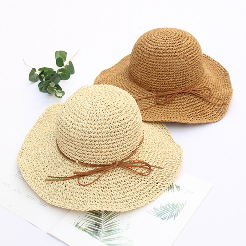 Outdoor Crochet Knitted Floppy Sun Hat kanggo Ladies